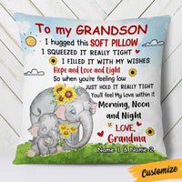 Personalized Mom Grandma Son Grandson Elephant Pillow JR267 24O36 thumb 1