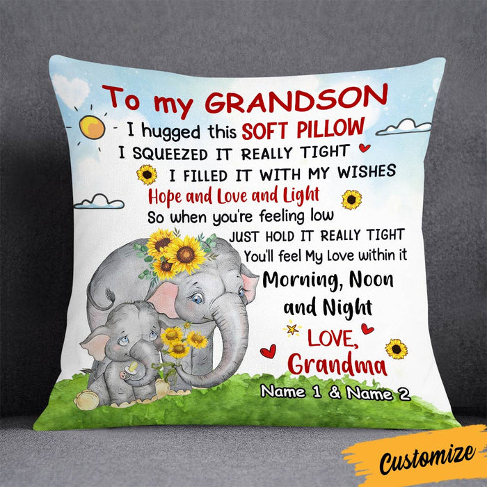 Personalized Mom Grandma Son Grandson Elephant Pillow JR267 24O36 1