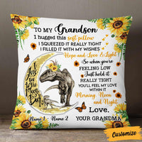 Personalized Grandson Dinosaur Sunflower Pillow JR244 24O57 thumb 1