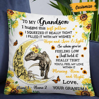 Personalized Grandson Dinosaur Sunflower Pillow JR244 24O57 thumb 1