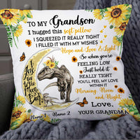 Personalized Grandson Dinosaur Sunflower Pillow JR244 24O57 thumb 1