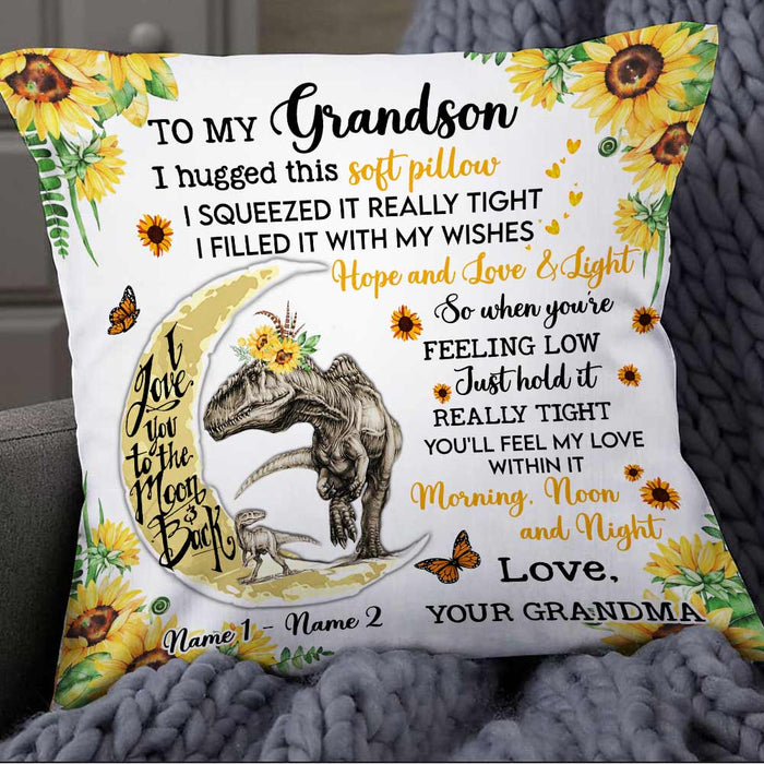 Personalized Grandson Dinosaur Sunflower Pillow JR244 24O57 1
