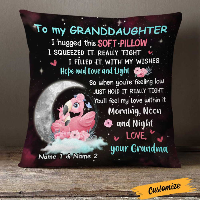 Personalized Granddaughter Flamingo Pillow JR247 24O23 1