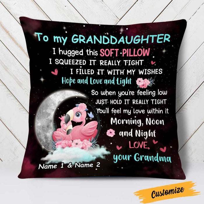 Personalized Granddaughter Flamingo Pillow JR247 24O23 1