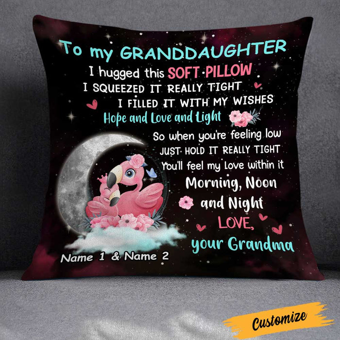 Personalized Granddaughter Flamingo Pillow JR247 24O23 1