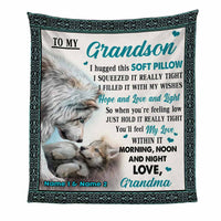 Personalized Wolf Grandson Hug This Blanket DB242 23O57 thumb 1