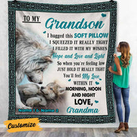 Personalized Wolf Grandson Hug This Blanket DB242 23O57 thumb 1