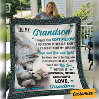 Personalized Wolf Grandson Hug This Blanket DB242 23O57 thumb 1