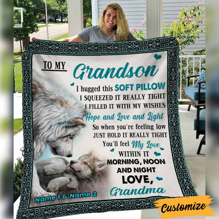 Personalized Wolf Grandson Hug This Blanket DB242 23O57 1
