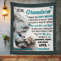Personalized Wolf Grandson Hug This Blanket DB242 23O57 thumb 1