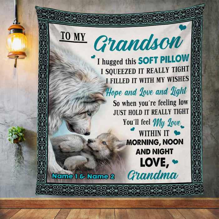 Personalized Wolf Grandson Hug This Blanket DB242 23O57 1