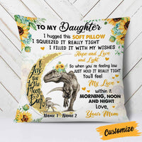 Personalized Daughter Dinosaur Sunflower Pillow JR243 26O58 thumb 1