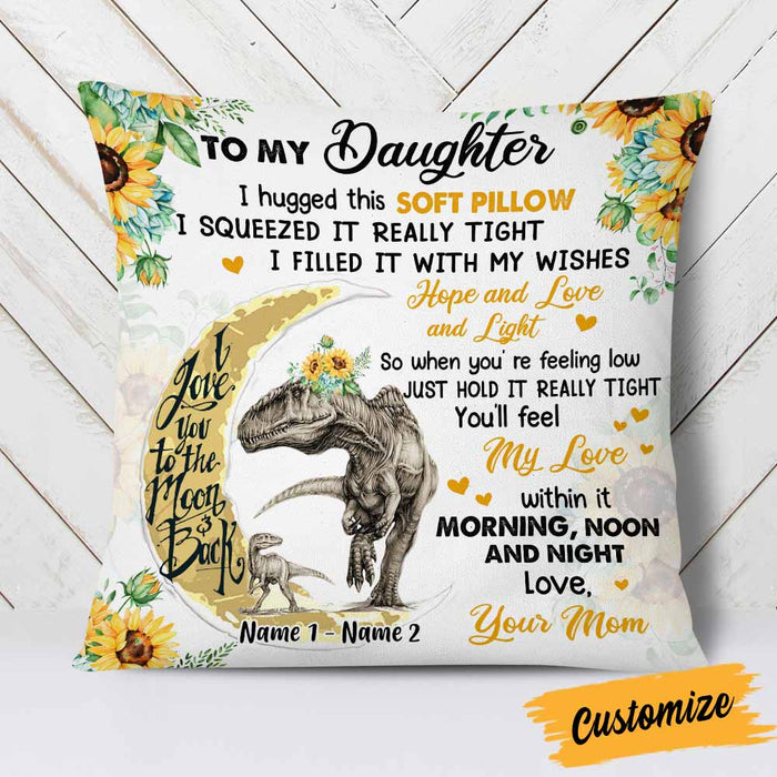 Personalized Daughter Dinosaur Sunflower Pillow JR243 26O58 1