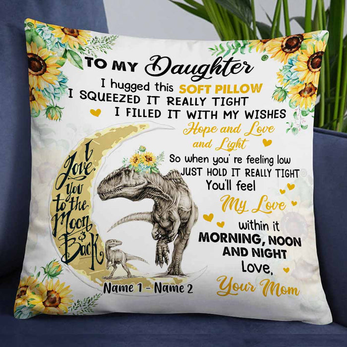 Personalized Daughter Dinosaur Sunflower Pillow JR243 26O58 1