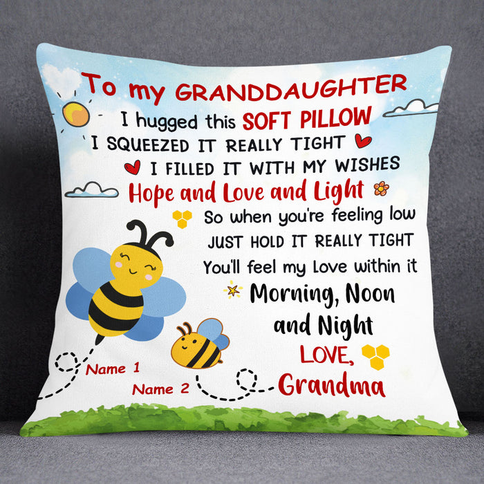 Personalized Bee Mom Grandma To Daughter Granddaughter Son Grandson Hug This Pillow JR247 95O53 1