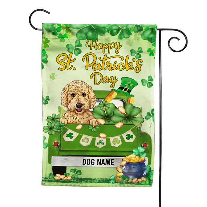 Personalized St Patrick's Day Dog Truck Flag JR2610 24O23 1