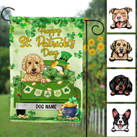 Personalized St Patrick's Day Dog Truck Flag JR2610 24O23 thumb 1