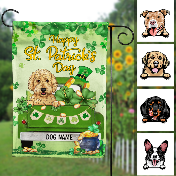 Personalized St Patrick's Day Dog Truck Flag JR2610 24O23 1