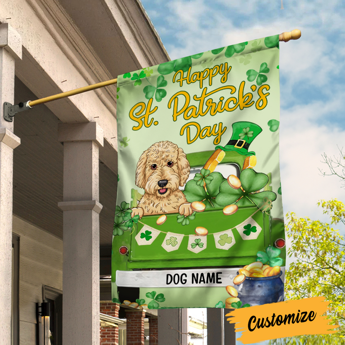 Personalized St Patrick's Day Dog Truck Flag JR2610 24O23 1