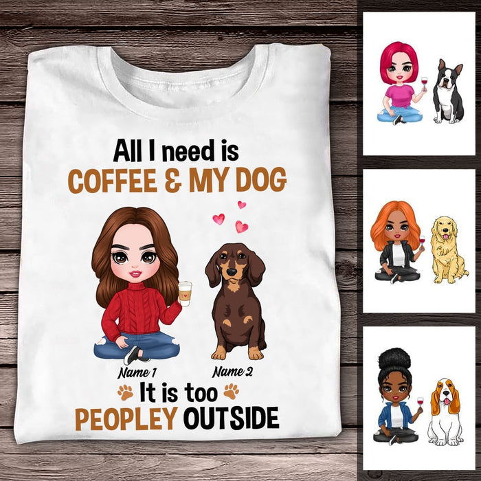 Personalized Dog Mom Love Coffee T Shirt JR265 30O53 1