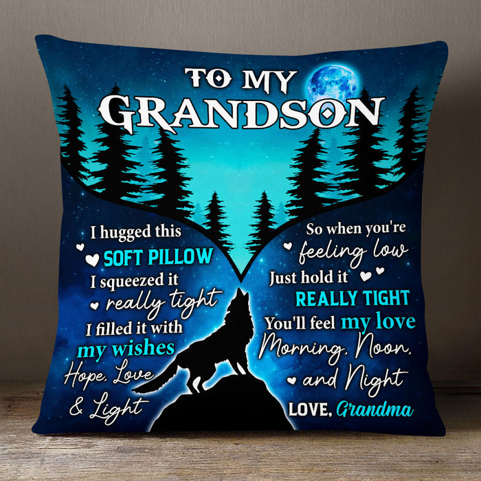 Personalized Hug This Grandson Wolf Pillow JR264 30O53 1