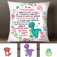 Personalized Dinosaur Mom Grandma To Daughter Granddaughter Hug This Pillow JR261 95O34 thumb 1