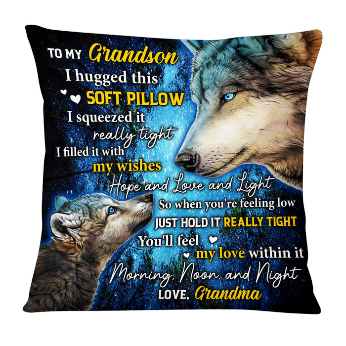 Personalized Wolf Grandson Hug This Pillow JR261 23O53 1