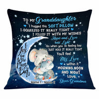 Personalized Mom Grandma Daughter Granddaughter Elephant Hug This Pillow JR271 24O34 thumb 1