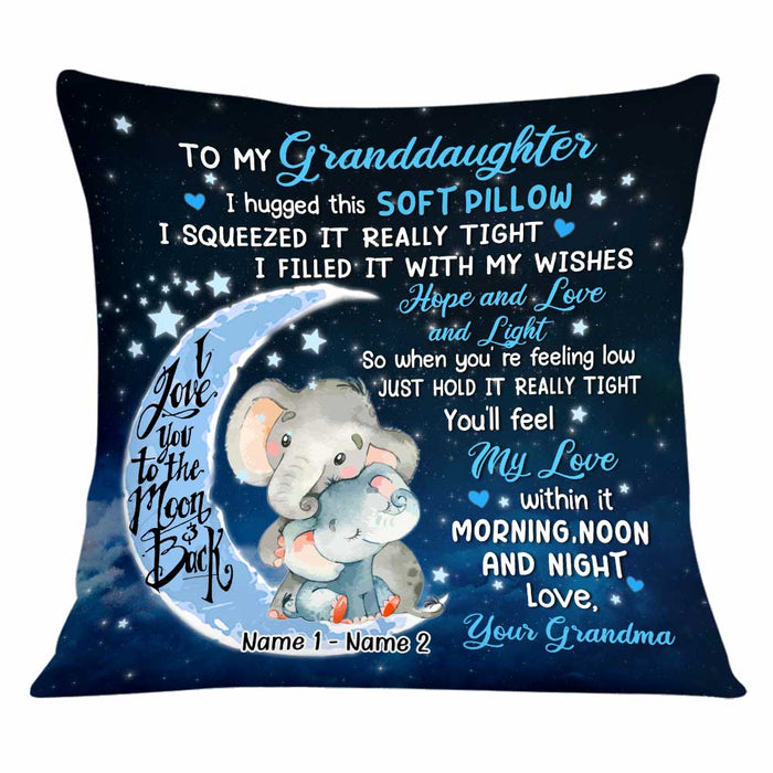 Personalized Mom Grandma Daughter Granddaughter Elephant Hug This Pillow JR271 24O34 1