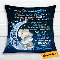 Personalized Mom Grandma Daughter Granddaughter Elephant Hug This Pillow JR271 24O34 thumb 1