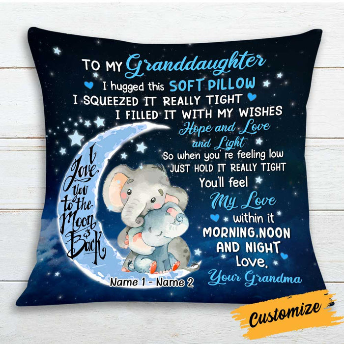 Personalized Mom Grandma Daughter Granddaughter Elephant Hug This Pillow JR271 24O34 1