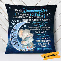 Personalized Mom Grandma Daughter Granddaughter Elephant Hug This Pillow JR271 24O34 thumb 1