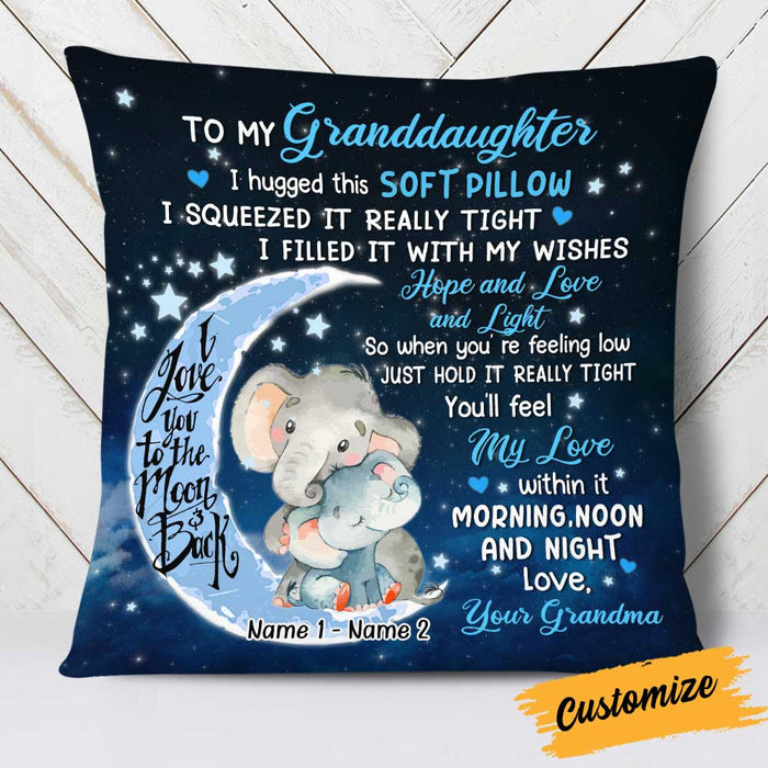 Personalized Mom Grandma Daughter Granddaughter Elephant Hug This Pillow JR271 24O34 1