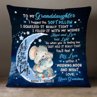 Personalized Mom Grandma Daughter Granddaughter Elephant Hug This Pillow JR271 24O34 thumb 1