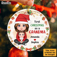 Personalized Gift First Christmas As A Grandma Circle Ornament 30401 thumb 1
