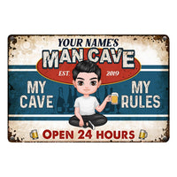 Personalized Man Cave Rule Metal Sign JR272 24O53 thumb 1