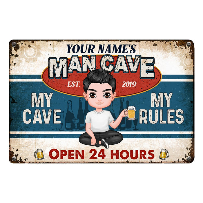 Personalized Man Cave Rule Metal Sign JR272 24O53 1