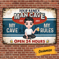 Personalized Man Cave Rule Metal Sign JR272 24O53 thumb 1