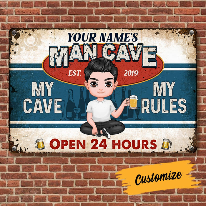 Personalized Man Cave Rule Metal Sign JR272 24O53 1