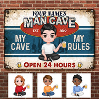 Personalized Man Cave Rule Metal Sign JR272 24O53 thumb 1