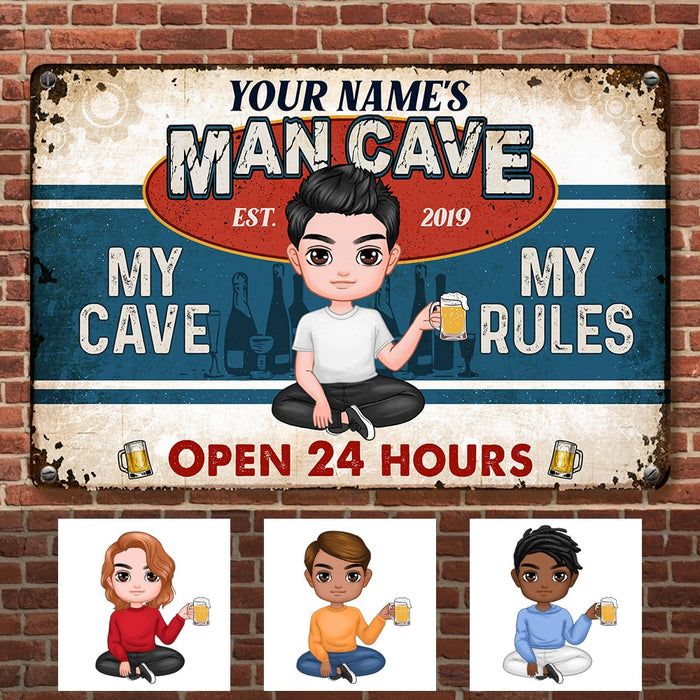 Personalized Man Cave Rule Metal Sign JR272 24O53 1