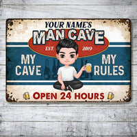 Personalized Man Cave Rule Metal Sign JR272 24O53 thumb 1