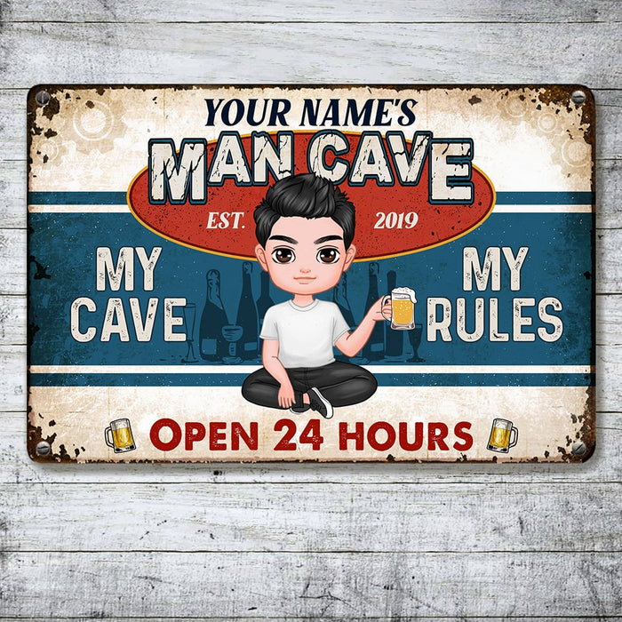 Personalized Man Cave Rule Metal Sign JR272 24O53 1