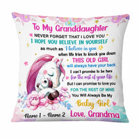 Personalized Mom Grandma Unicorn Daughter Granddaughter Pillow JR273 24O47 thumb 1