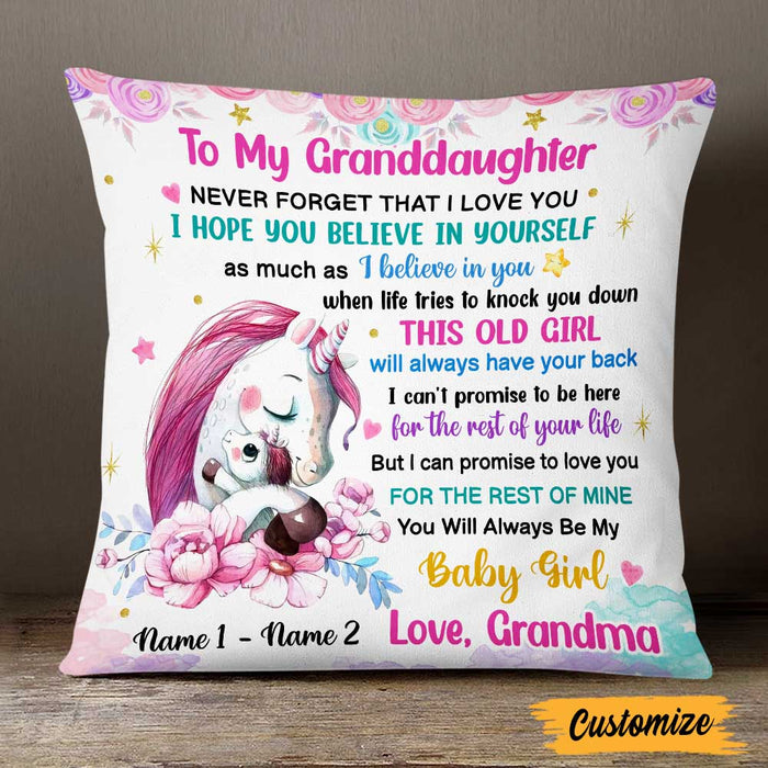 Personalized Mom Grandma Unicorn Daughter Granddaughter Pillow JR273 24O47 1