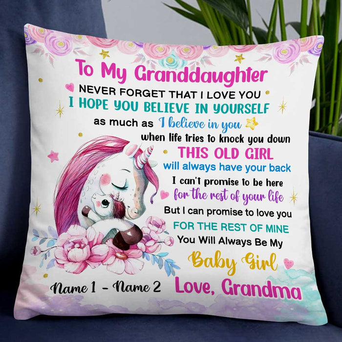 Personalized Mom Grandma Unicorn Daughter Granddaughter Pillow JR273 24O47 1