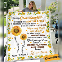 Personalized Sunflower Mom Grandma Daughter Granddaughter Son Grandson Hug This Blanket JR33 81O34 thumb 1