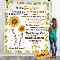 Personalized Sunflower Mom Grandma Daughter Granddaughter Son Grandson Hug This Blanket JR33 81O34 thumb 1