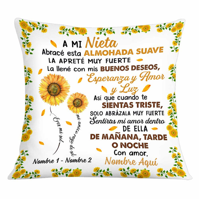 Personalized Daughter Granddaughter Son Grandson Spanish Mamá Abuela Sunflower Pillow JR271 81O34 1