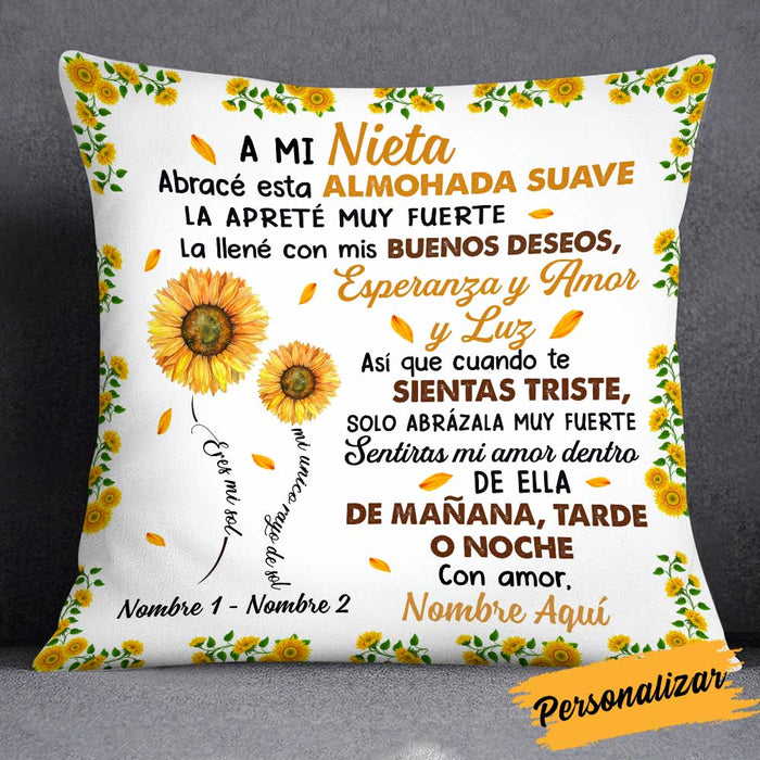 Personalized Daughter Granddaughter Son Grandson Spanish Mamá Abuela Sunflower Pillow JR271 81O34 1